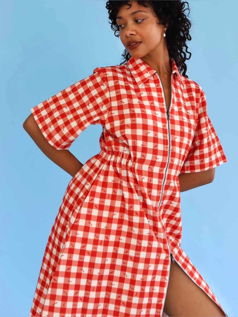 Noble utility dress in checked gingham sz large